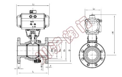 氣動法蘭球閥結(jié)構(gòu)圖